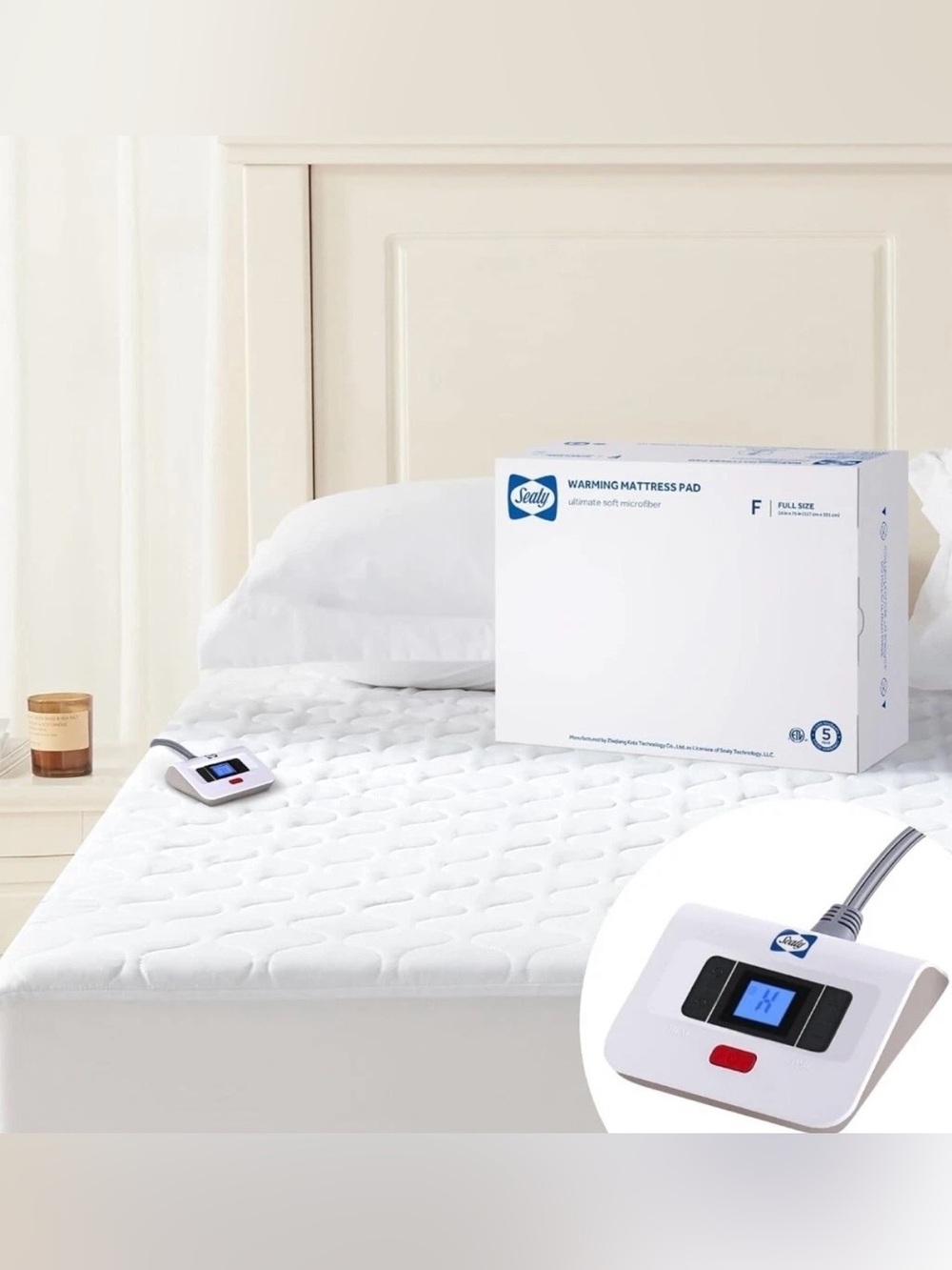 Sealy White Warming Mattress Pad - Heated Full-Size
